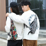 Punk Retro Letter Chest Bag Waterproof Nylon Shoulder Bag