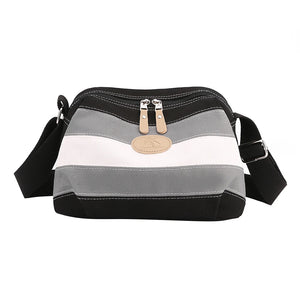 Canvas Messenger Bag Striped Retro Women Handbag Zipper Small Square