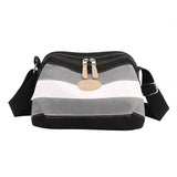 Canvas Messenger Bag Striped Retro Women Handbag Zipper Small Square