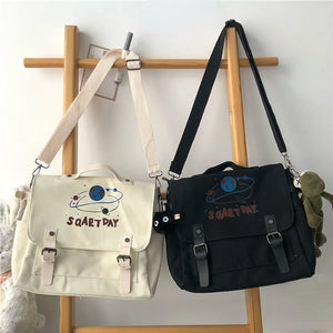 Canvas Messenger Bag Women Crossbody Money Bag Solid Tote Handbag