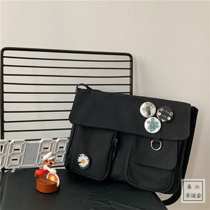 Canvas Messenger Bag Harajuku Style Multifunctional School Travel Bag