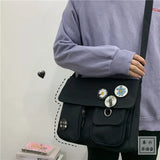 Canvas Messenger Bag Harajuku Style Multifunctional School Travel Bag