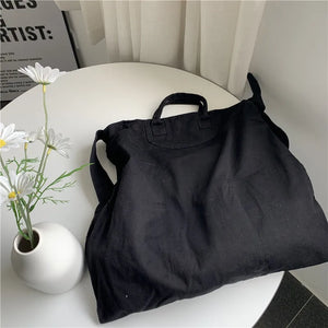 Canvas Messenger Shoulder Bag Japanese Solid Large-capacity Shopping Handbag