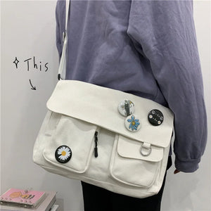 Canvas Messenger Shoulder Bag Women Youth Ladies Student Teen Book Bag