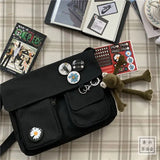 Canvas Messenger Shoulder Bag Women Youth Ladies Student Teen Book Bag