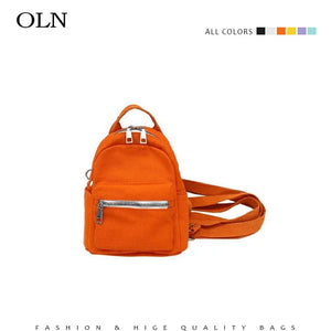Canvas Mini Backpack For Girls Orange Purple Cloth Purse Phone Bag