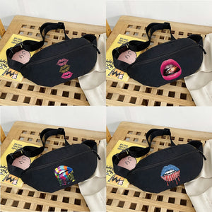 Canvas Mini Waist Bags for Women Gym Sports Crossbody Shoulder Bag