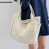 Canvas Multi-pockets Handbag For Student School Teacher