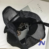 Canvas Multifunction Bag Hollow Mesh Large Capacity Shoulder Bag