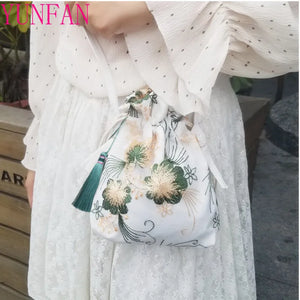 Ancient Style Hanfu Embroidery Crossbody Bag Mini Bag with Costume Cloth Purse