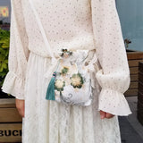 Ancient Style Hanfu Embroidery Crossbody Bag Mini Bag with Costume Cloth Purse