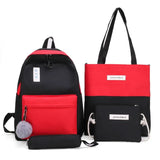 Canvas Panelled Shoulder Bags Set for Teenage Girls