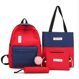 Canvas Panelled Shoulder Bags Set for Teenage Girls