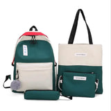 Canvas Panelled Shoulder Bags Set for Teenage Girls