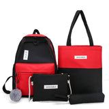Canvas Panelled Large Capacity Shoulder Bags Women 4pcs/set