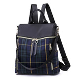 Canvas Plaid Women's Casual Backpack Large-Volume Retro Bag