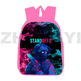 Canvas Print Standoff 2 Backpack Women Travel Shoulder Bag Pink 12/16 Inch