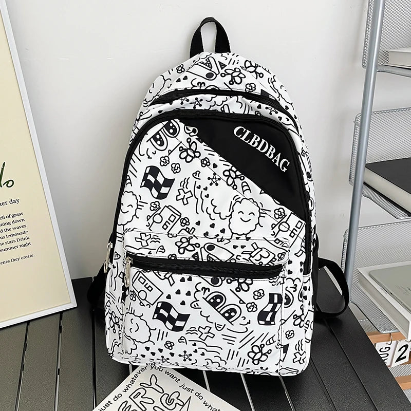 Girls Cartoon School Backpack for Teens 6-12 Yrs Waterproof Book Bag