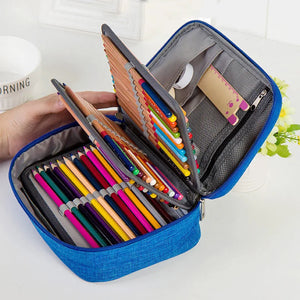 Canvas School Pencil Cases 72 Holes Multifunction Storage Bag Pouch