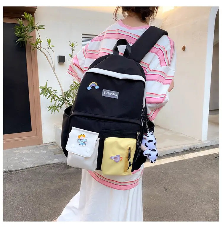 Canvas Schoolbags For Teenage Girls Children Shoulder Bags Female Backpack