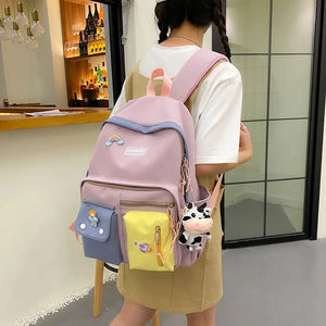 Canvas Schoolbags For Teenage Girls Children Shoulder Bags Female Backpack