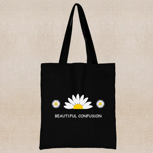 Daisy Print Tote Bag Eco Reusable Shopper Bag Canvas Shoulder Men Women