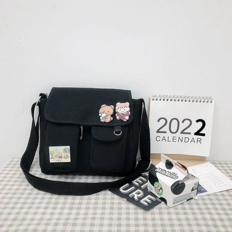 Canvas Shoulder Bag Messenger Bags for Women Men Crossbody Bags Tote Bag