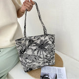 Embroidery Pattern Canvas Shoulder Bag Retro Large Capacity Tote Handbag