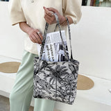 Embroidery Pattern Canvas Shoulder Bag Retro Large Capacity Tote Handbag