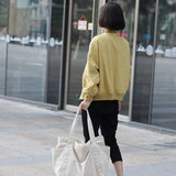 Canvas Shoulder Bag for Student School Top-handle Bag Multi-pockets Zipper Big