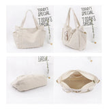 Canvas Shoulder Bag for Student School Top-handle Bag Multi-pockets Zipper Big