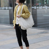 Canvas Shoulder Bag for Student School Top-handle Bag Multi-pockets Zipper Big