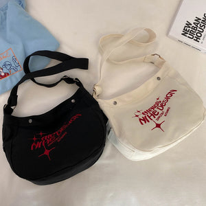 Large Capacity Embroidered Underarm Bag Soft Casual for Weekend Vacation