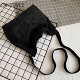 Canvas Shoulder Bag Large Capacity Letter Printed Ladies Handbags Soft Casual