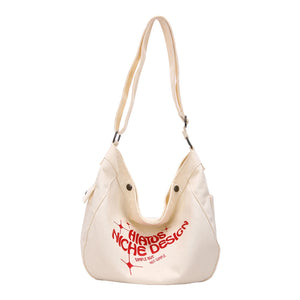 Canvas Shoulder Bag Large Capacity Women Crossbody Bag Soft Letter Printed