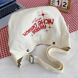 Canvas Shoulder Bag Large Capacity Women Crossbody Bag Soft Letter Printed