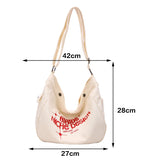 Canvas Shoulder Bag Large Capacity Women Crossbody Bag Soft Letter Printed