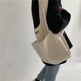Japanese Canvas Shoulder Bag Letter Printing Shopping Bag