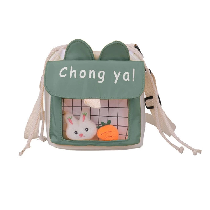 Canvas Shoulder Bag Small Crossbody Messenger Bags for Girls Drawstring Closure