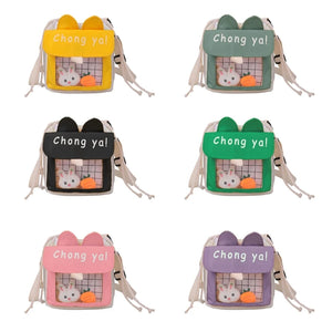 Canvas Shoulder Bag Small Crossbody Messenger Bags for Girls Drawstring Closure
