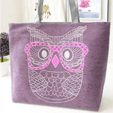Owl Print Shoulder Bag Women Casual Handbag Large Tote Purse