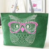 Owl Print Shoulder Bag Women Casual Handbag Large Tote Purse