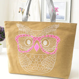 Owl Print Shoulder Bag Women Casual Handbag Large Tote Purse