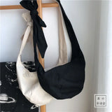 Canvas Shoulder Bag Women Tie Hobos Crossbody Bags Ladies Handbags Shopping Bag