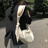 Canvas Shoulder Bag Women Tie Hobos Crossbody Bags Ladies Handbags