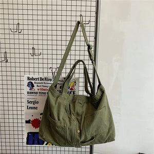 Women Canvas Shoulder Bag Teen Girls Crossbody Handbag