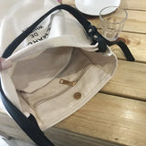 Canvas Shoulder Bags Women Casual Crossbody Stitching Bucket Bag