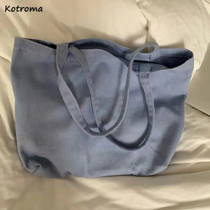 Canvas Shoulder Bags Brief Large Capacity for Students Underarm Casual Shopping