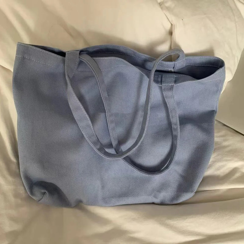 Canvas Shoulder Bags Brief Large Capacity for Students Underarm Casual Shopping