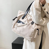 Women's Canvas Shoulder Bag 100% Cotton Tote Handbag Solid Casual Satchel